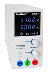 Digitālais barošanas avots DC 0 - 30 V / 0 - 5 A PeakTech® P 6225 A цена и информация | Тип батареек | 220.lv