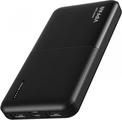 Vipfan Powerbank Ultra-Thin F04 10000mAh, 2x USB (melns) cena un informācija | Lādētāji-akumulatori (Power bank) | 220.lv