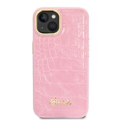 Guess PU Croco with Metal Camera Outline Case for iPhone 14 Pink цена и информация | Чехлы для телефонов | 220.lv