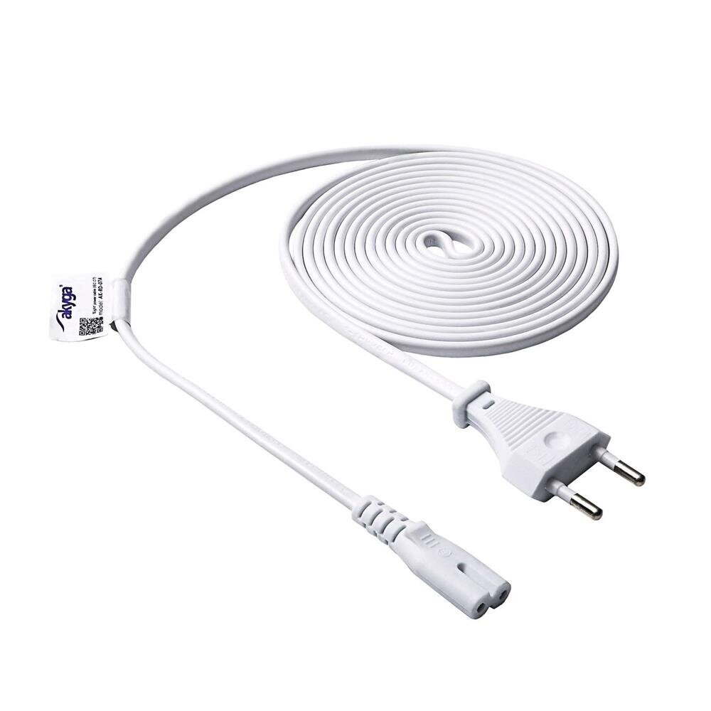 Akyga power cable for notebook AK-RD-07A Eight CCA CEE 7/16 / IEC C7 3 m white цена и информация | Savienotājkabeļi | 220.lv