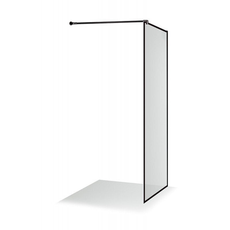 Brasta Glass Ema dušas siena, melna, 90x190cm cena un informācija | Dušas durvis, dušas sienas | 220.lv