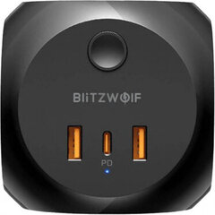 Blitzwolf BW-PC1 barošanas lādētājs ar 3 maiņstrāvas kontaktligzdām, 2x USB, 1x USB-C (melns) цена и информация | Зарядные устройства для телефонов | 220.lv