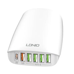 Зарядное устройство для телефона LDNIO A6573C, 5x USB, 65Вт, 1.5 м (white) цена и информация | Зарядные устройства для телефонов | 220.lv