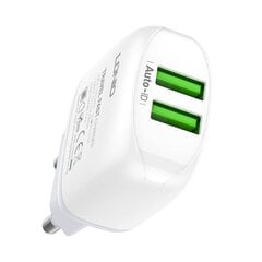 Зарядное устройство для телефона LDNIO A2219, 2x USB, 2.4A (white) цена и информация | Зарядные устройства для телефонов | 220.lv