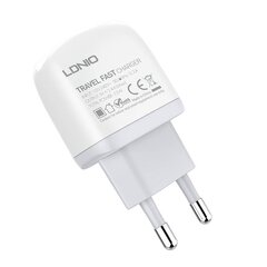 Зарядное устройство для телефона LDNIO A2219, 2x USB, 2.4A (white) цена и информация | Зарядные устройства для телефонов | 220.lv