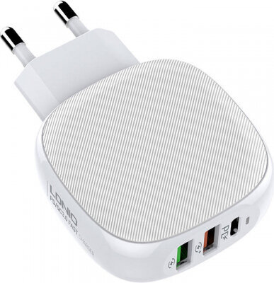 Ldnio Sienas lādētājs A3510Q, 2x USB + USB-C, PD + QC 3.0, 32W (balts) cena un informācija | Lādētāji un adapteri | 220.lv