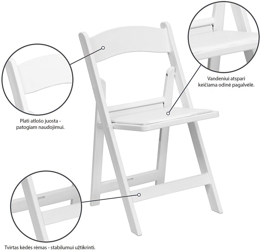 Saliekams krēsls Tonro Gladiator, balts cena un informācija | Dārza krēsli | 220.lv
