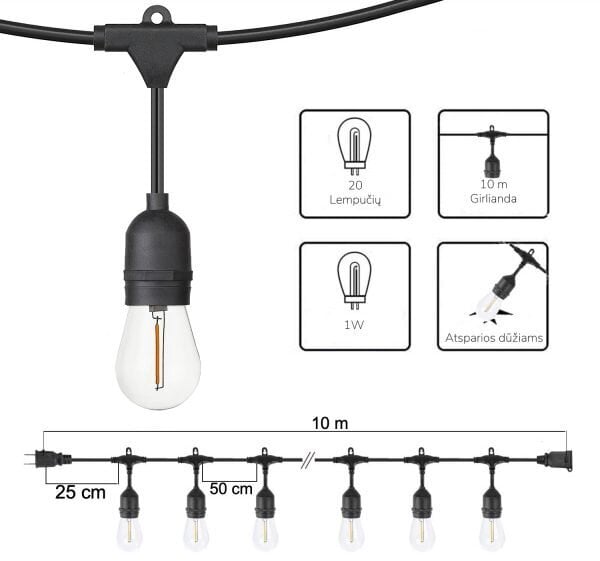 Āra apgaismojuma vītne Tonro Drop cena un informācija | Ziemassvētku lampiņas, LED virtenes | 220.lv