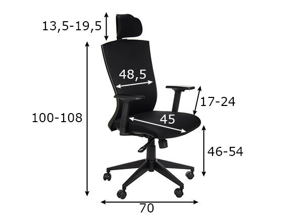 Biroja krēsls Stema HG-0004F, melns cena un informācija | Biroja krēsli | 220.lv