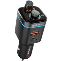 Feegar Q200 PRO FM moduliatorius Bluetooth 5.0 Transmiteris BT QC 3.0 PD microSD MP3 USB-C 12-24V įkroviklis 42W HD mikrofonas цена и информация | FM Модуляторы | 220.lv