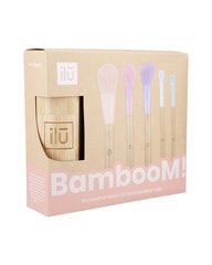 Ilu Set of 5 Makeup Brushes + Bamboo Tube цена и информация | Кисти для макияжа, спонжи | 220.lv