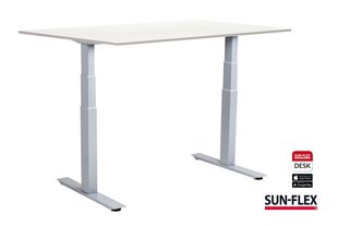 Regulējama augstuma rakstāmgalds SUN-FLEX®EASYDESK ADAPT, elektrisks, divi motori, balts rāmis, 140x80 cm, balta galda virsma цена и информация | Компьютерные, письменные столы | 220.lv