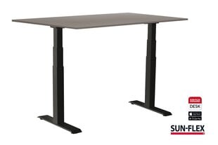 Regulējama augstuma rakstāmgalds SUN-FLEX®EASYDESK ADAPT, elektrisks, divi motori, melns rāmis, 140x80 cm, pelēka galda virsma cena un informācija | Datorgaldi, rakstāmgaldi, biroja galdi | 220.lv