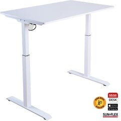 Regulējama augstuma rakstāmgalds SUN-FLEX®EASYDESK ELITE, elektrisks, viens motors, balts rāmis, 120x60 cm balta galda virsma cena un informācija | Datorgaldi, rakstāmgaldi, biroja galdi | 220.lv