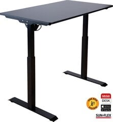 Regulējama augstuma rakstāmgalds SUN-FLEX®EASYDESK ELITE, elektrisks, viens motors, melns rāmis, 120x60 cm melns galda virsma cena un informācija | Datorgaldi, rakstāmgaldi, biroja galdi | 220.lv