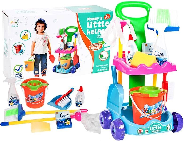 Tīrīšanas komplekts ar ratiņiem un spaini bērniem цена и информация | Rotaļlietas meitenēm | 220.lv