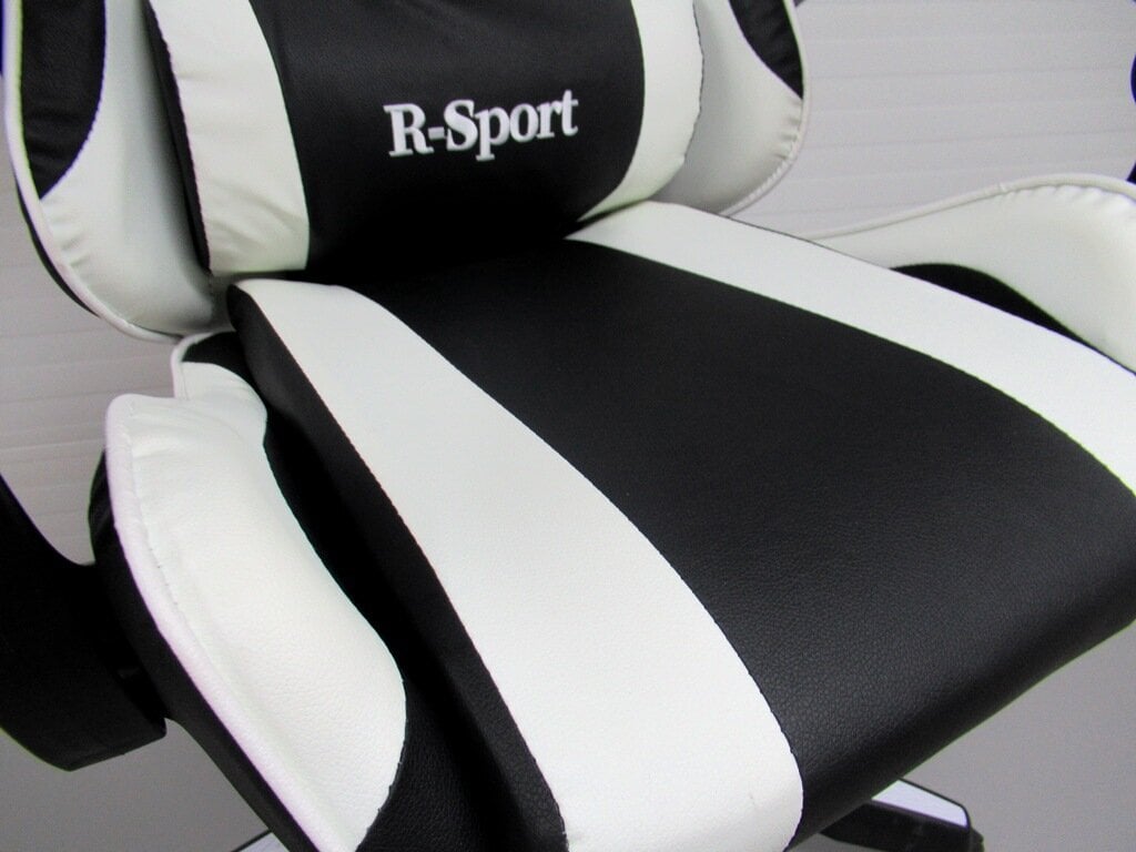 R-Sport K3 spēļu krēsls, ar masāžas funkciju, balts/melns cena un informācija | Biroja krēsli | 220.lv