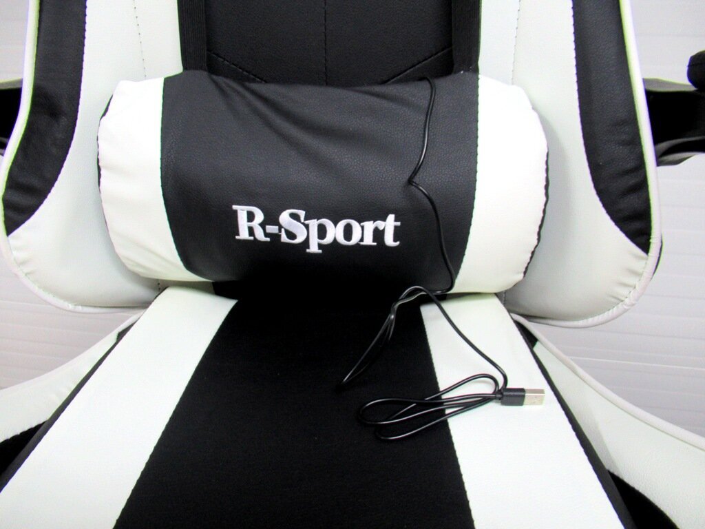 R-Sport K3 spēļu krēsls, ar masāžas funkciju, balts/melns цена и информация | Biroja krēsli | 220.lv
