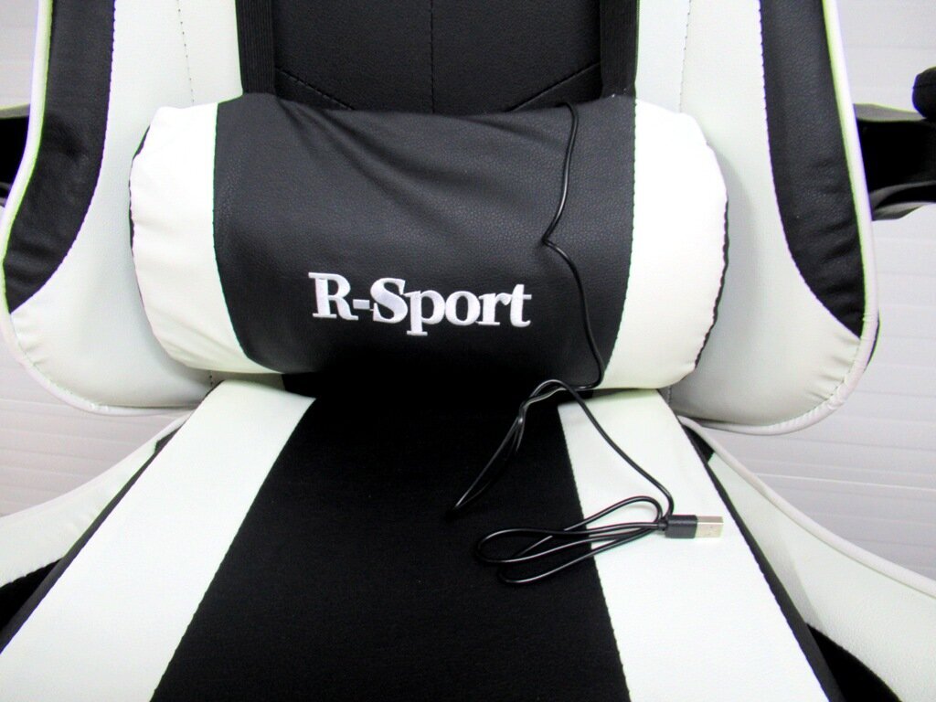 R-Sport K3 spēļu krēsls, ar masāžas funkciju, balts/melns cena un informācija | Biroja krēsli | 220.lv