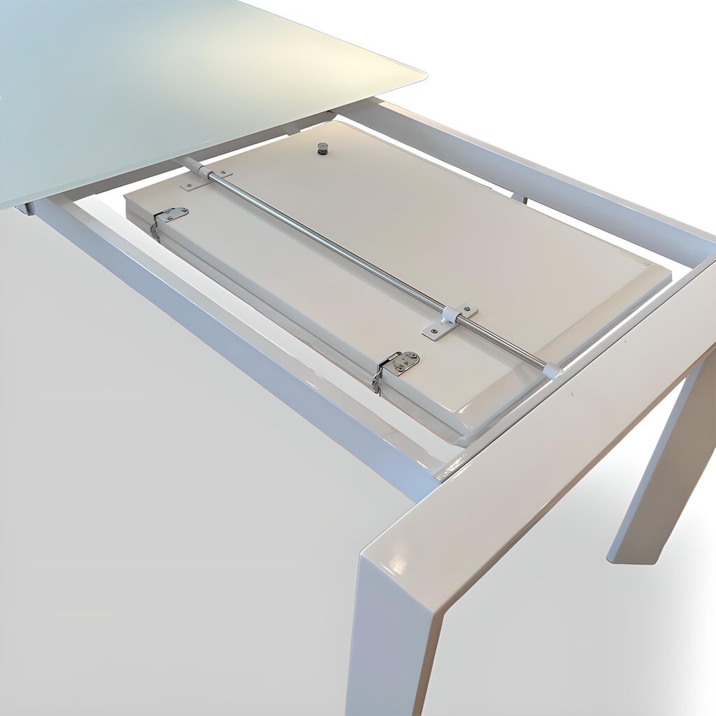 Paplašināms galds BADEN-BADEN white, ar rūdītu stiklu cena un informācija | Virtuves galdi, ēdamgaldi | 220.lv