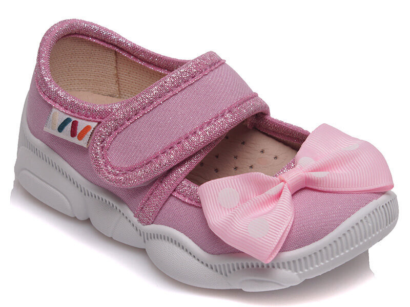 Meiteņu čības, rozā, ar loku, Weestep цена и информация | Bērnu čības, maiņas apavi | 220.lv