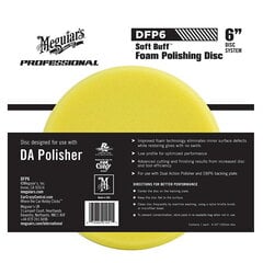 Полировальный круг из паралона Meguiars DFP6 PRO 6'' 150мм Soft Buff DA, с липкой фиксацией для любого полировального станка, США цена и информация | Авто принадлежности | 220.lv