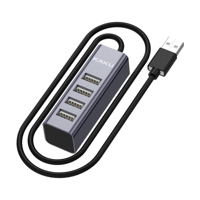iKaku KSC-383 4-Portu USB 2.0 Hub sadalītājs ar 80cm Vadu 480MB/ps Pelēks cena un informācija | Pagarinātāji | 220.lv