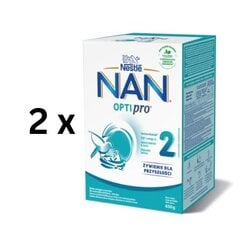 Молочная смесь для первого прикорма NAN Optipro 2, для детей с 6 месяцев, 650 г, 2 шт. упаковка цена и информация | Детские смеси с 6 месяцев | 220.lv
