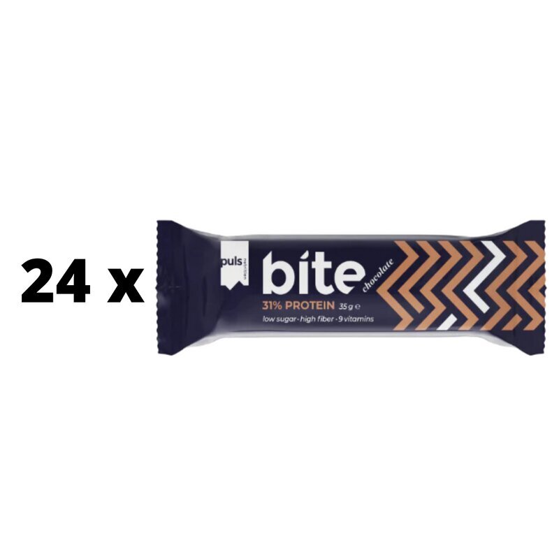 Proteīna batoniņš PULS BITE šokolādes garšas, 35g x 24 gab. iepakojums цена и информация | Batoniņi | 220.lv