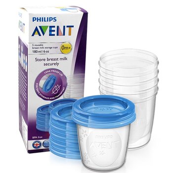 Krūts piena trauciņi Philips Avent SCF619/05, 5 gab. cena un informācija | Bērnu trauki, piena uzglabāšanas trauciņi un piederumi | 220.lv