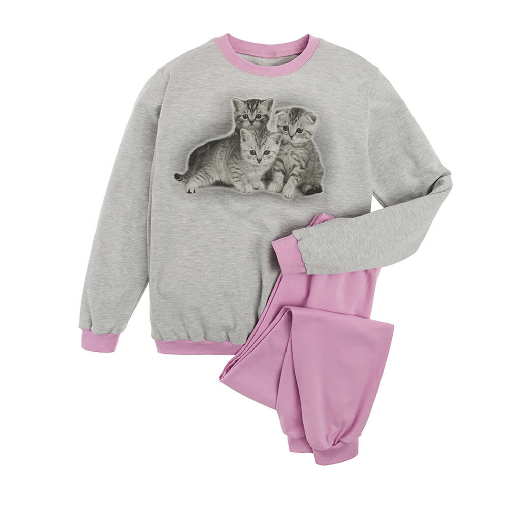 Meiteņu pidžama, pelēka un rozā, kaķi, Tup Tup цена и информация | Halāti, naktskrekli, pidžamas meitenēm | 220.lv