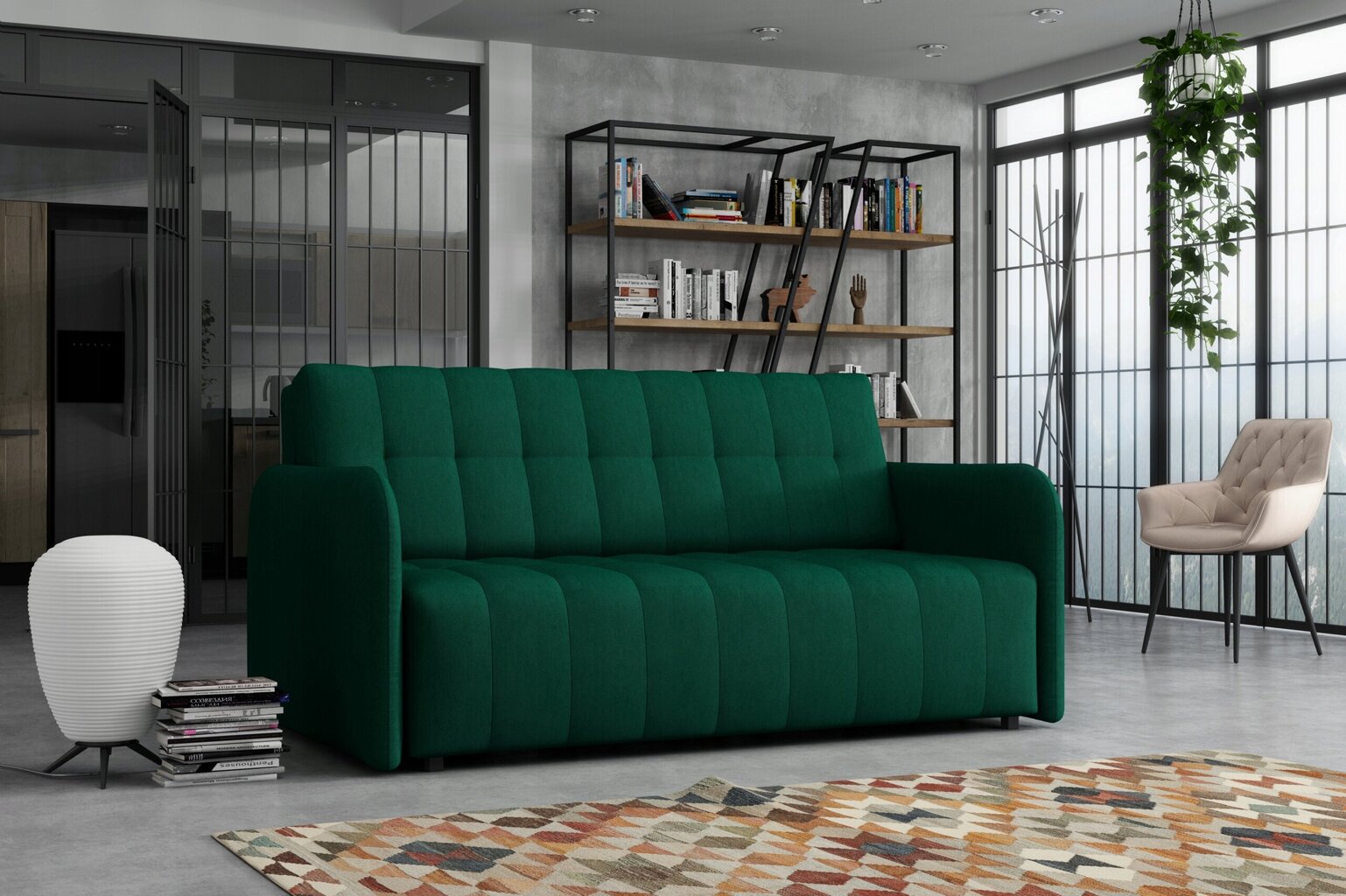 Dīvāns/gulta IVA 3 GRAND, zaļš cena un informācija | Dīvāni | 220.lv