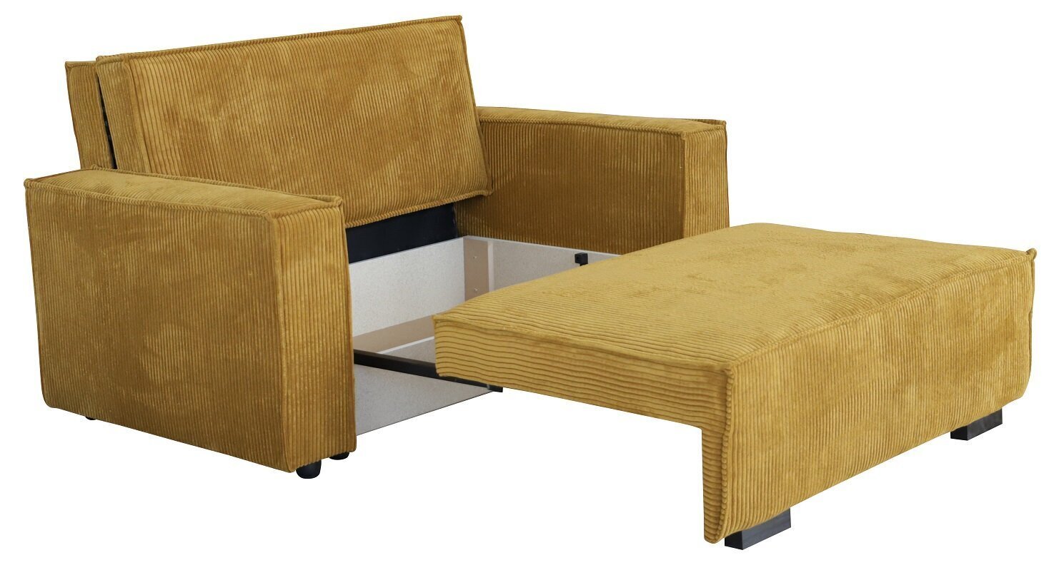 Dīvāns/gulta IVA STAR 2, sinepju krāsas cena un informācija | Dīvāni | 220.lv