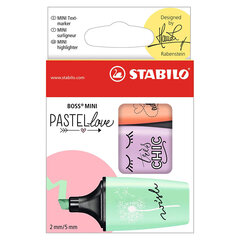 Krāsaino marķieru komplekts Stabilo Boss Mini Pastellove, 3 krāsas cena un informācija | Kancelejas preces | 220.lv
