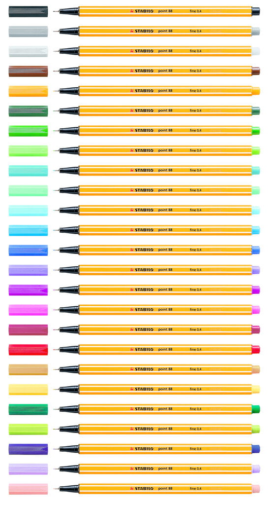 Pildspalvu komplekts Stabilo Point 88 0.4 mm, 12 krāsas cena un informācija | Rakstāmpiederumi | 220.lv