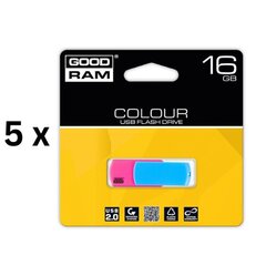 Atmiņas karte USB 2.0 COLOR MIX, 16GB iepakojums 5 gab. cena un informācija | Goodram Datortehnika | 220.lv