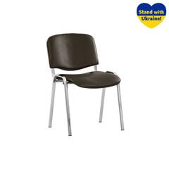 Apmeklētāju krēsls NOWY STYL ISO hromēts, ādas aizvietotājs, V-14, tumši pelēks sp. cena un informācija | Biroja krēsli | 220.lv