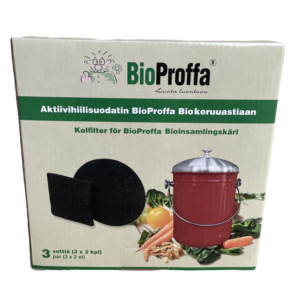 Контейнер для сбора биоотходов BioProffa 4L/5L Стальной фильтр с активированным  углем: 3 комплекта (в 1 комплекте: 2 фильтра) цена | 220.lv