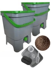 Kompostētājs virtuvei Bokashi dubults iepakojums, Skaza Organko 16 l, pelēkzaļš, 1 kg, granulas Bokashi cena un informācija | Komposta kastes un āra konteineri | 220.lv