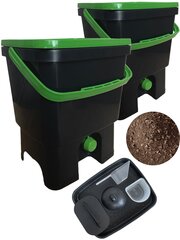 Kompostētājs virtuvei Bokashi dubults iepakojums, Skaza Organko 16 l, melns un zaļš, 1 kg, granulas Bokashi cena un informācija | Komposta kastes un āra konteineri | 220.lv
