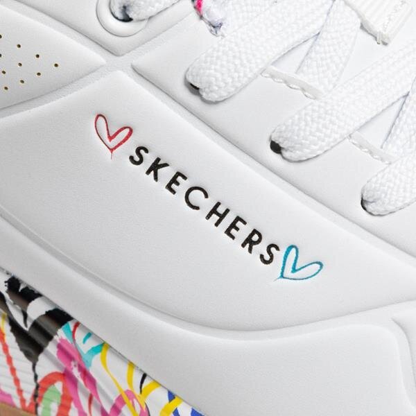 Sportiska stila apavi sievietēm Skechers Uno loving love white 155506wht cena un informācija | Sporta apavi sievietēm | 220.lv