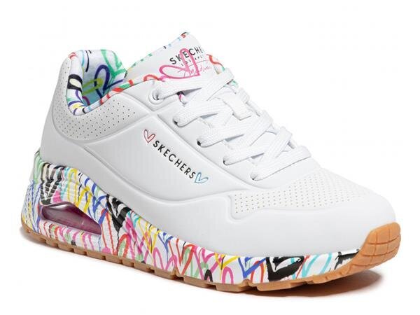 Sportiska stila apavi sievietēm Skechers Uno loving love white 155506wht цена и информация | Sporta apavi sievietēm | 220.lv