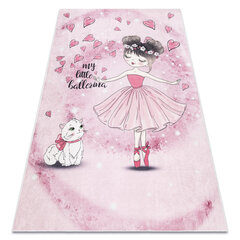 Моющийся ковер BAMBINO 2185 Балерина, котенок для детей нескользящий - розовый цена и информация | Ковры | 220.lv