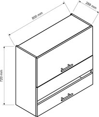 Навесной кухонный шкаф со стеклом Clara, графит цена и информация | Кухонные шкафчики | 220.lv