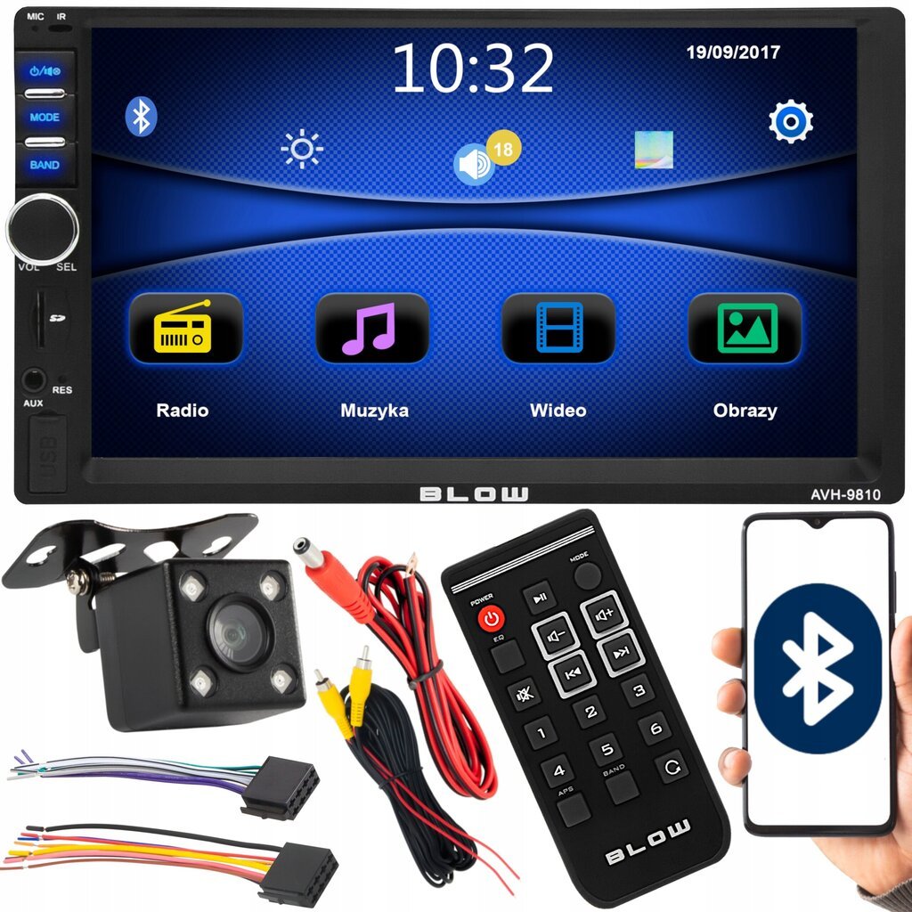 Auto multimediju sistēma Android Bluetooth, GPS uztvērējs, Auto stereo, USB + aizmugurējā kamera цена и информация | Auto magnetolas, multimedija | 220.lv