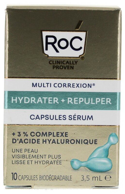 Mitrinošs un pilnīgumu piešķirošs serums kapsulās Roc Multi Correxion Hydrate & Plump, 10 x 0,35 ml цена и информация | Serumi sejai, eļļas | 220.lv