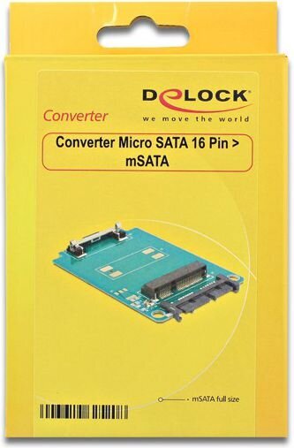 Delock 62520 18" pārveidotājs Micro Sata 16 Pin > mSata cena un informācija | Kabeļi un vadi | 220.lv