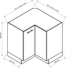 Угловой напольный кухонный шкаф CLARA, дуб цена и информация | Кухонные шкафчики | 220.lv