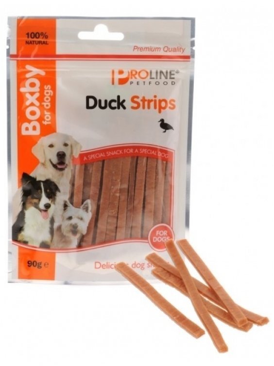 BOXBY DUCK STRIPS for DOGS 90g цена и информация | Gardumi suņiem | 220.lv