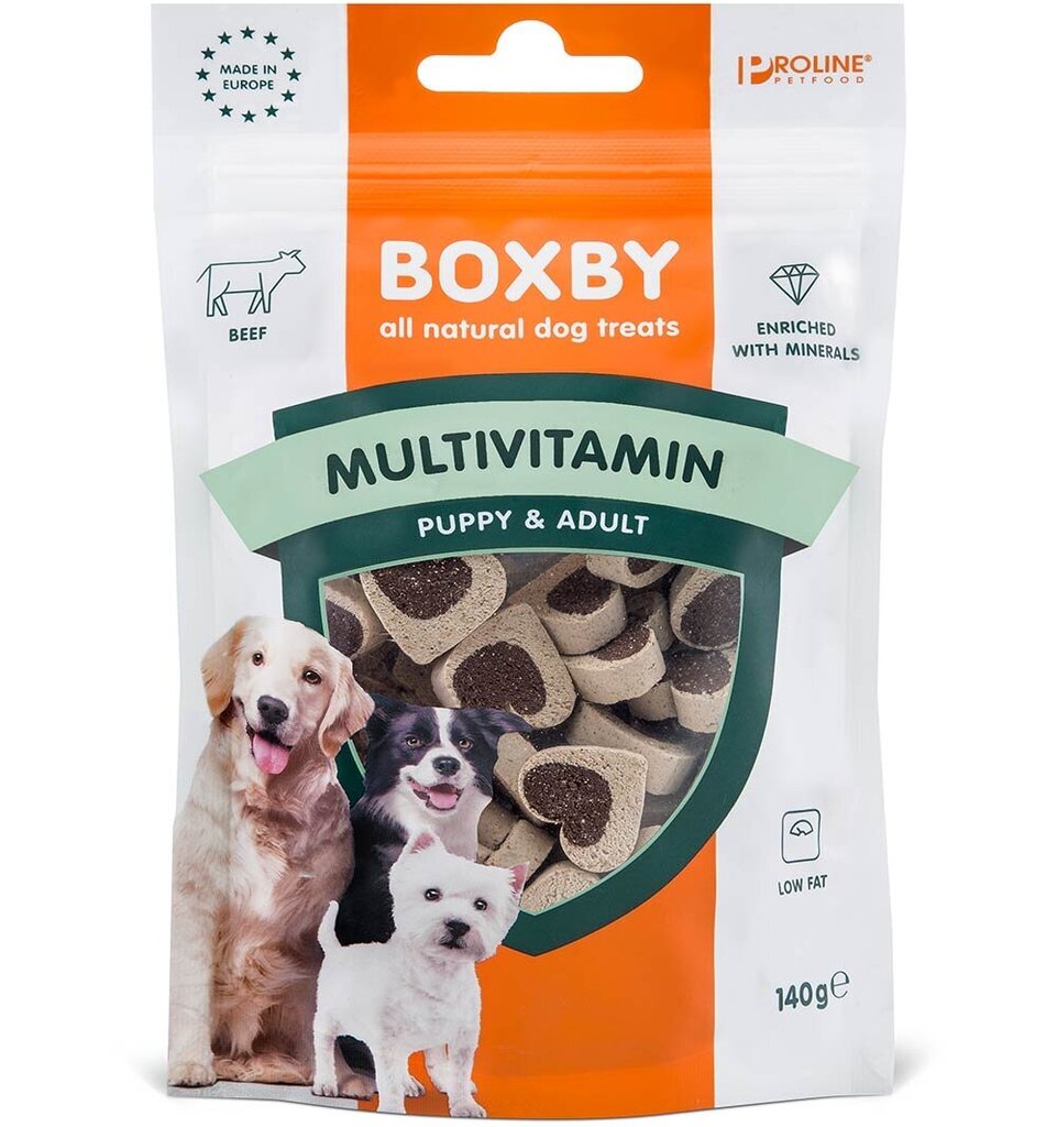 Boxby Multivitamin gardums suņiem ar liellopa gaļu, 140 g cena un informācija | Gardumi suņiem | 220.lv